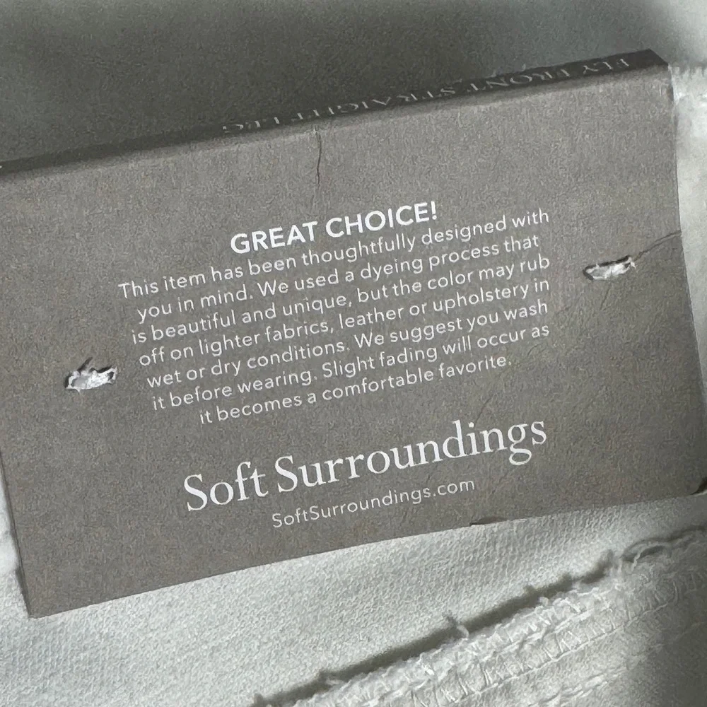 NWT Soft Surroundings Blakely Velveteen Straight Leg Pants Ivory Pearl Size‎ 6